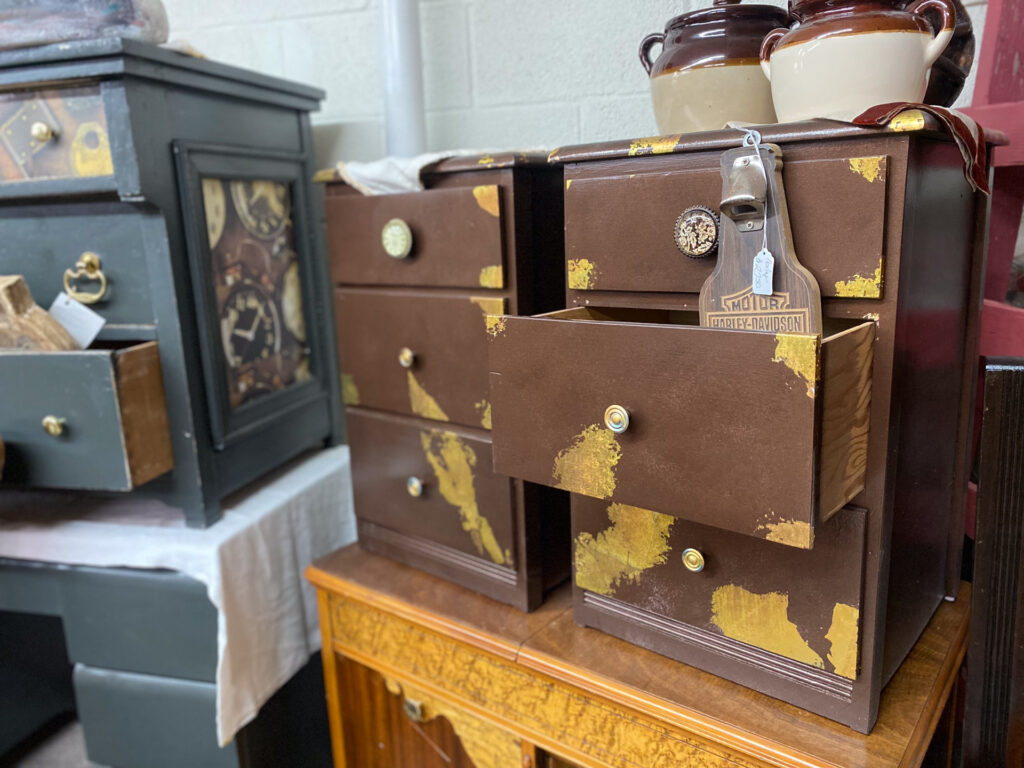 Antique cabinet with drawers at Junque Decor Floral and Greenhouse